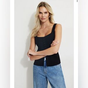 Black Linen Corset Tank sz. Small